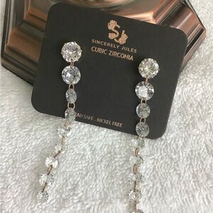 Sincerly Jules Silver Crystal Drop Earrings